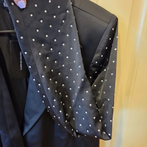 NWT Danielle Bernstein x Macy's Studded Sleeve Black Tuxedo Blazer Jacket Small - Picture 8 of 16